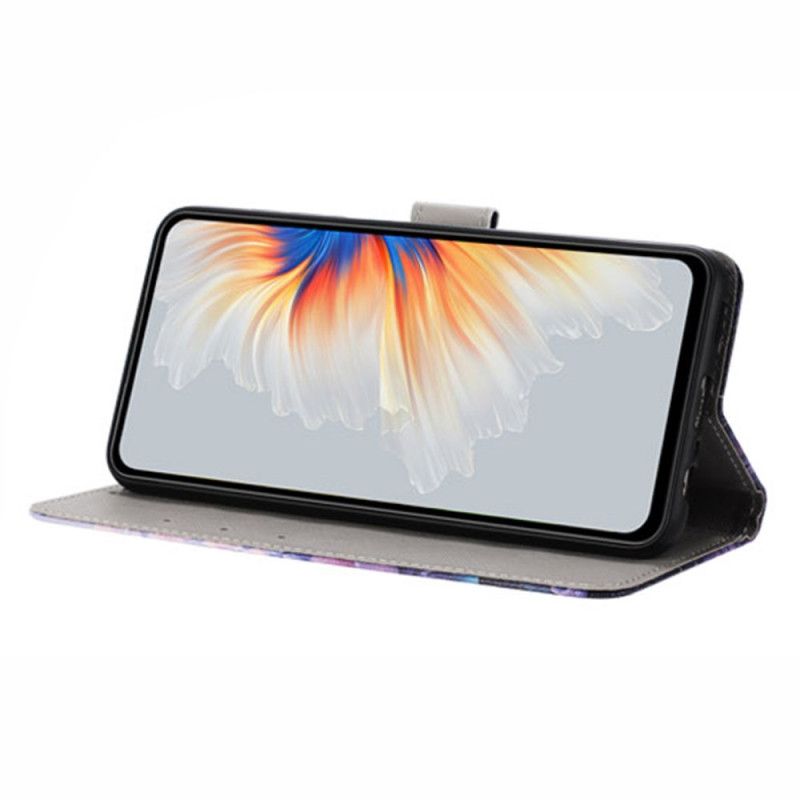 Lærdeksel Folio Deksel Poco C71 Mobildeksel Sommerfugler Og Rosa Blomster