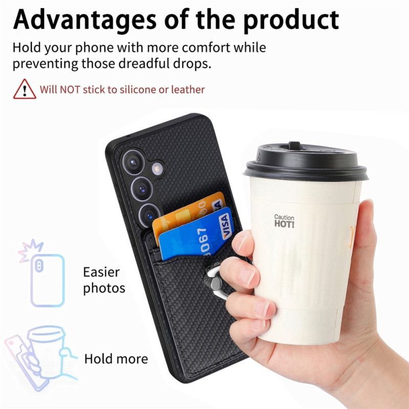 Deksel Samsung Galaxy S25 5g Kortholder Og Ringstativ I Karbonfiber