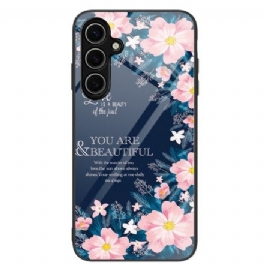 Deksel Samsung Galaxy S25 5g Mobildeksel Rosa Blomster Herdet Glass