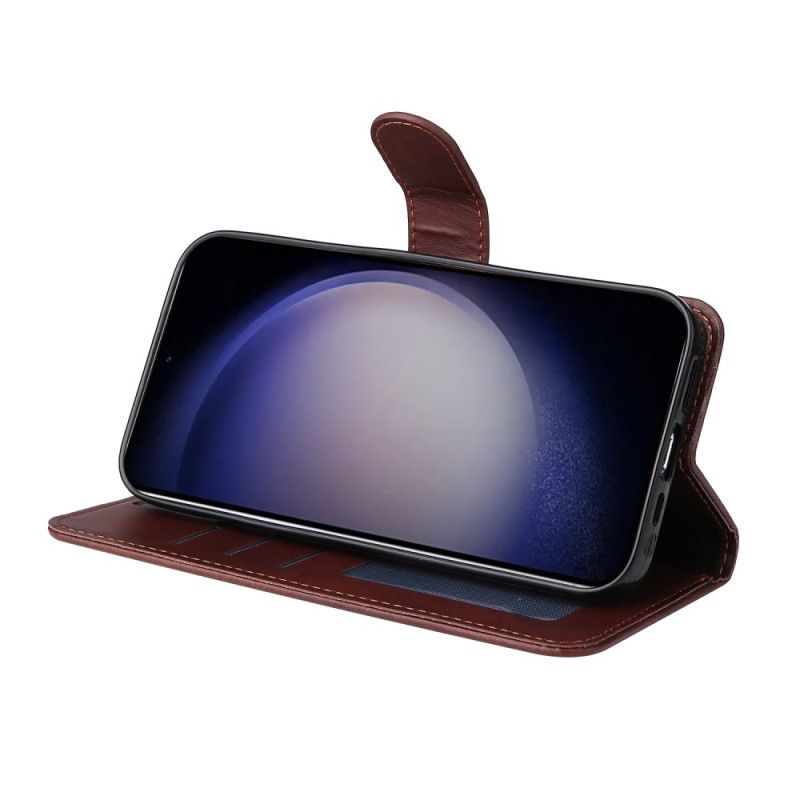 Folio Deksel Samsung Galaxy S25 5g Ensfarget Stropp Med Skinneffekt