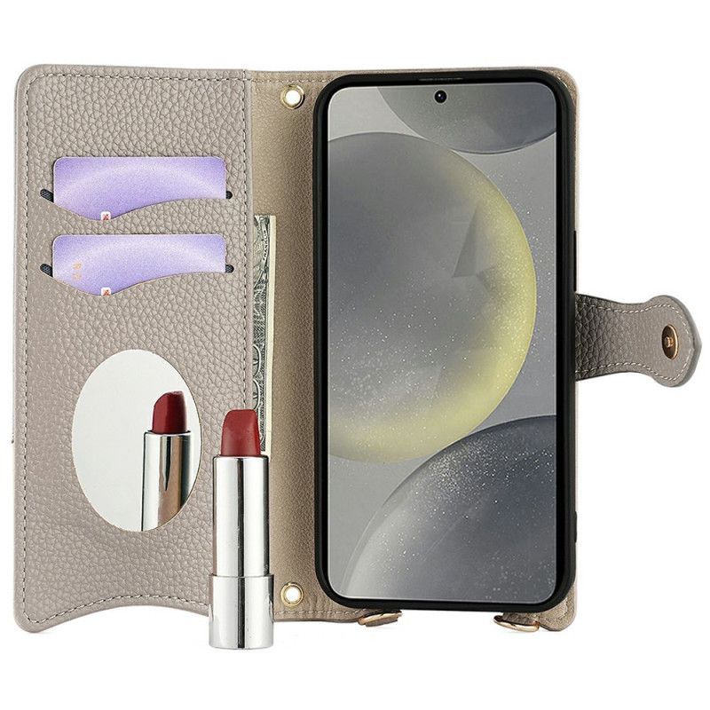 Folio Deksel Samsung Galaxy S25 5g Speil Og Kjede