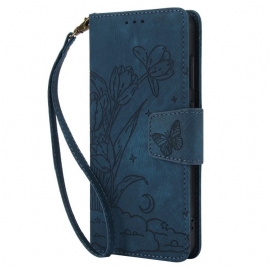 Lærdeksel Folio Deksel Samsung Galaxy S25 5g Blomstermønster Med Semsket Skinneffekt