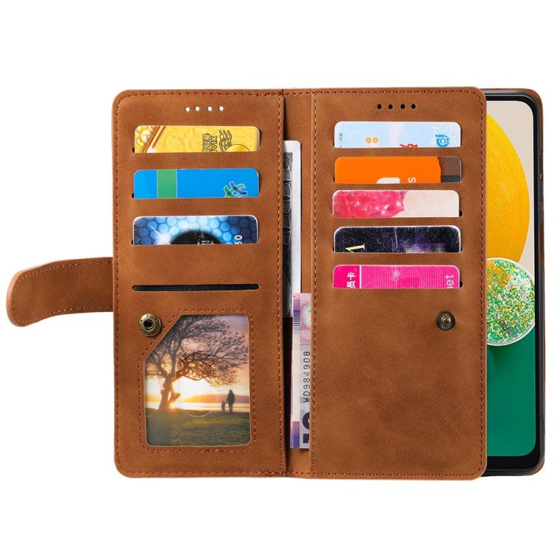 Lærdeksel Folio Deksel Samsung Galaxy S25 5g Mobildeksel Lommebok Med 9 Kortspor Og Snor