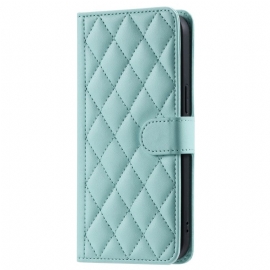 Lærdeksel Folio Deksel Samsung Galaxy S25 5g Mobildeksel Quiltet Design Pluss