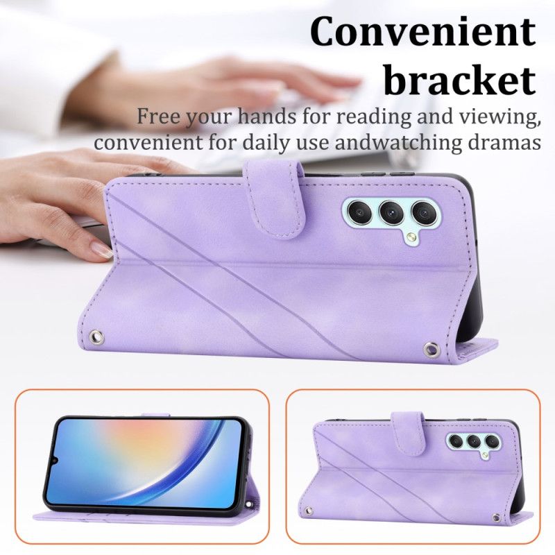 Lærdeksel Folio Deksel Samsung Galaxy S25 5g Mobildeksel Stripete Snor