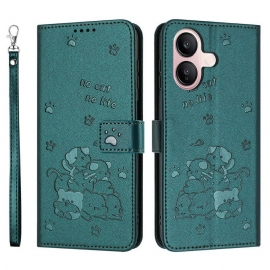 Folio Deksel Vivo V60 Lite Kattemønsterrem Beskyttelse Deksel