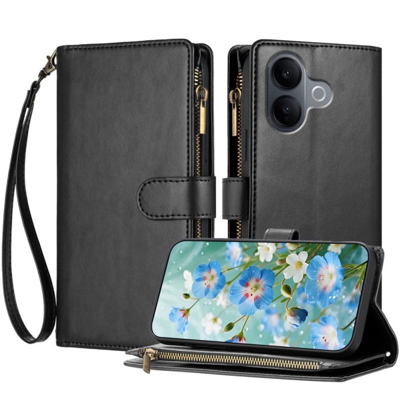 Folio Deksel Vivo V60 Lite Lommebok Med 8 Kortspor Og Snor Beskyttelse Deksel