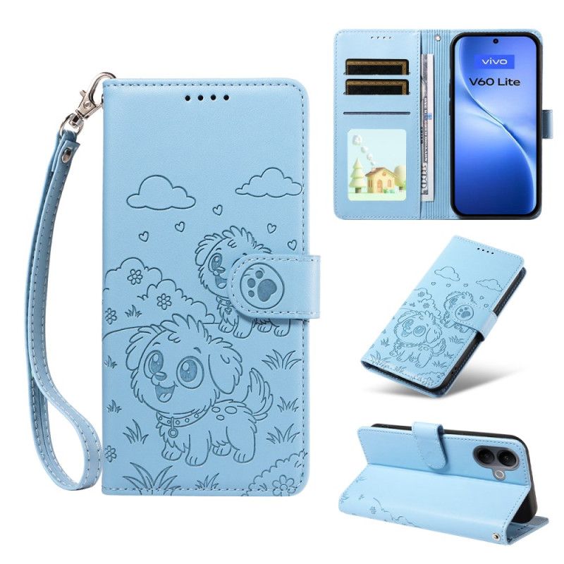 Folio Deksel Vivo V60 Lite Rfid-beskyttelse Og Hundemønster