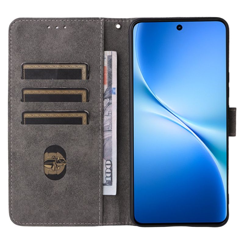 Folio Deksel Vivo V60 Lite Semsket Skinneffekt Med Stropper