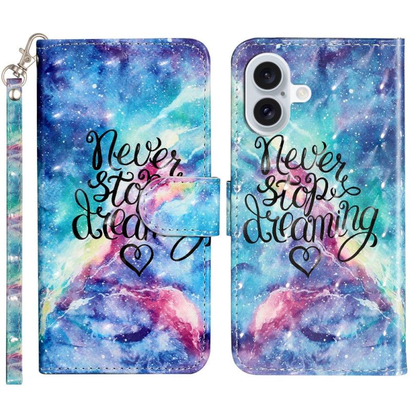 Folio Deksel iPhone 16 Plus Stopp Aldri Stropp Beskyttelse Deksel