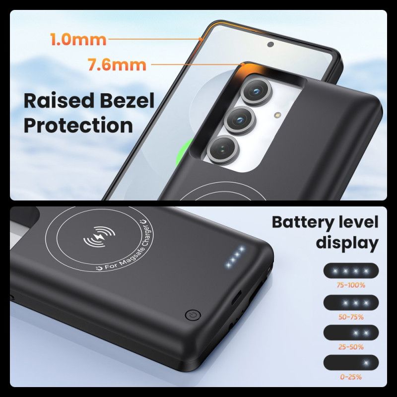 10000mah Batterideksel Til Samsung Galaxy S25 Plus / S24 Plus Med Lader Og Magnetisk Feste