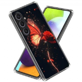 Deksel Samsung Galaxy S25 Plus 5g Rød Sommerfugl Beskyttelse Deksel