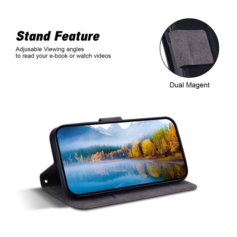 Folio Deksel Samsung Galaxy S25 Plus 5g Ensfarget Skinneffekt Med Stropp