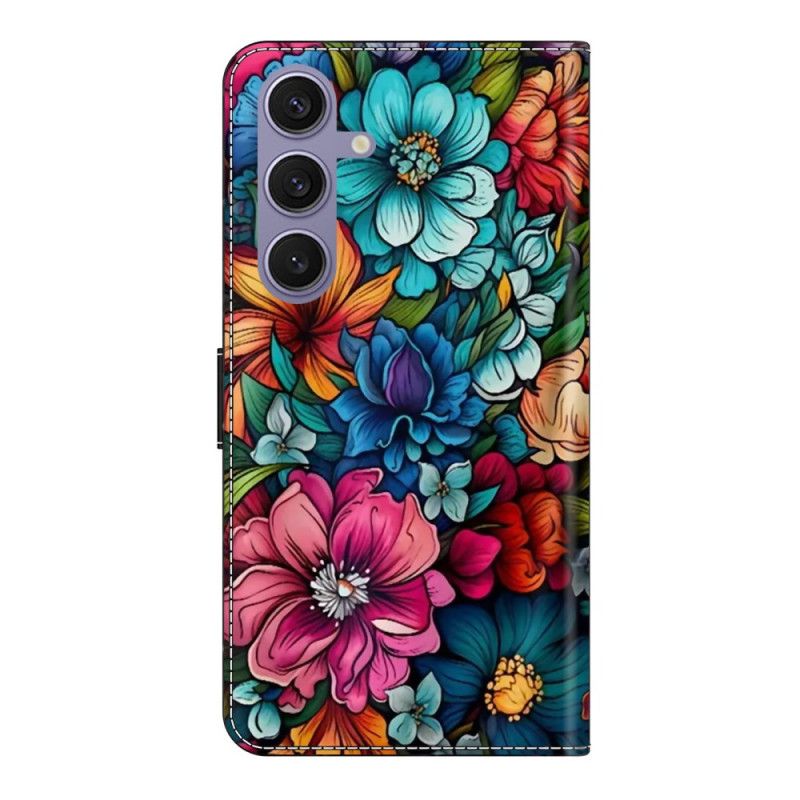 Folio Deksel Samsung Galaxy S25 Plus 5g Fargerike Blomster Beskyttelse Deksel