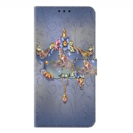 Folio Deksel Samsung Galaxy S25 Plus 5g Graverte Blomster