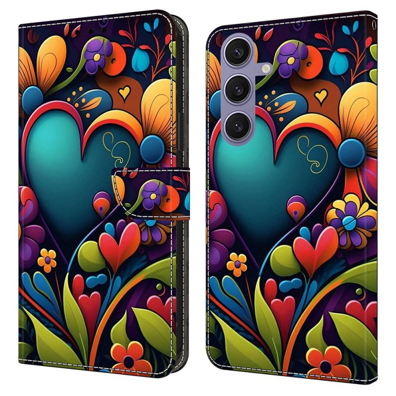 Folio Deksel Samsung Galaxy S25 Plus 5g Malt Hjerte Beskyttelse Deksel