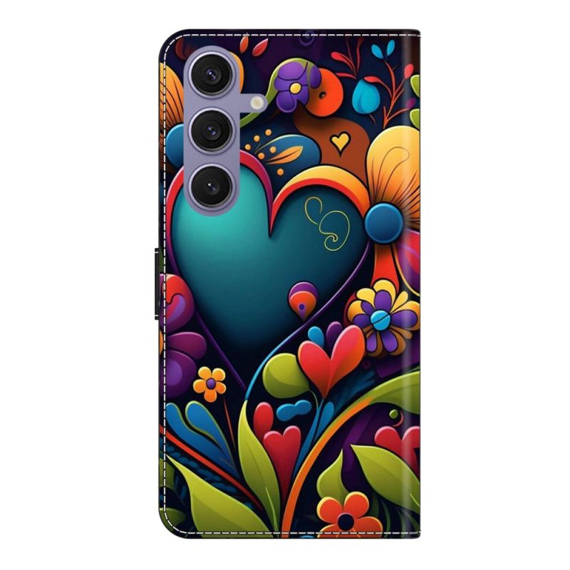 Folio Deksel Samsung Galaxy S25 Plus 5g Malt Hjerte Beskyttelse Deksel