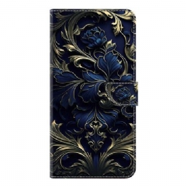 Folio Deksel Samsung Galaxy S25 Plus 5g Metallisk Blå Blomst
