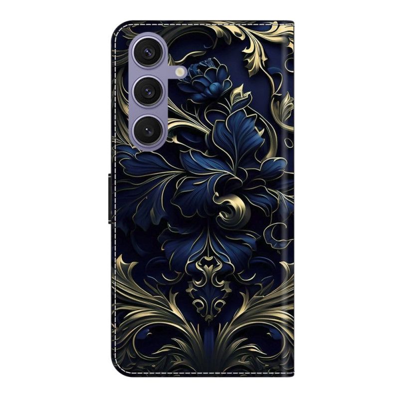 Folio Deksel Samsung Galaxy S25 Plus 5g Metallisk Blå Blomst