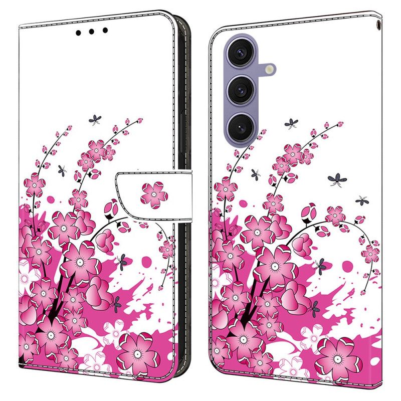 Folio Deksel Samsung Galaxy S25 Plus 5g Rosa Blomstermønster Beskyttelse Deksel