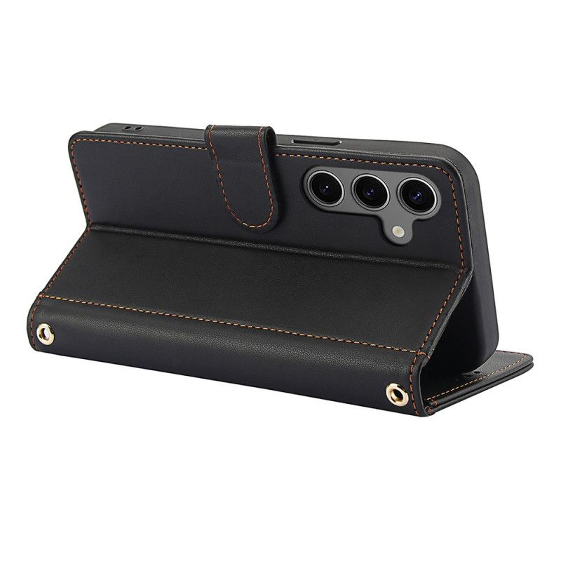 Folio Deksel Samsung Galaxy S25 Plus 5g Skinnstil Med Stropp