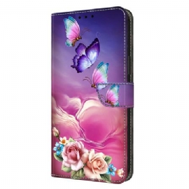 Folio Deksel Samsung Galaxy S25 Plus 5g Sommerfugler Og Små Blomster
