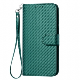 Folio Deksel Til Samsung Galaxy S25 Plus 5g Karbonfiber Med Stropp