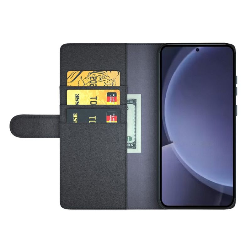 Lærdeksel Folio Deksel Samsung Galaxy S25 Plus 5g Mobildeksel Ekte Skinn