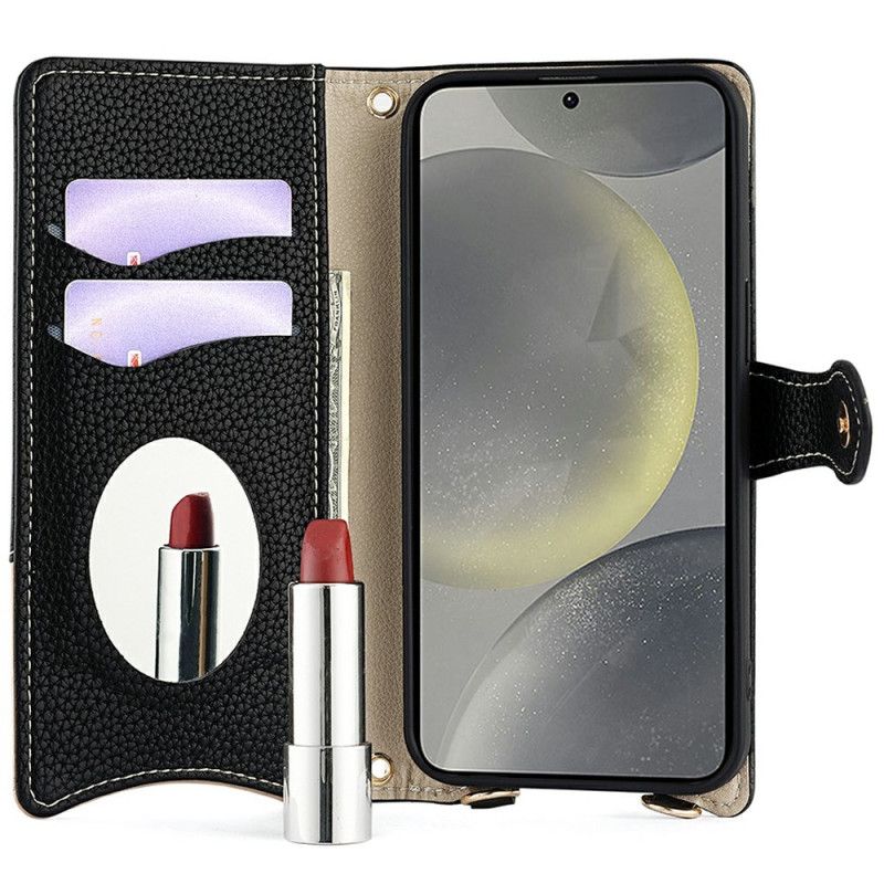 Lærdeksel Folio Deksel Samsung Galaxy S25 Plus 5g Mobildeksel Lommebok Med Kjede