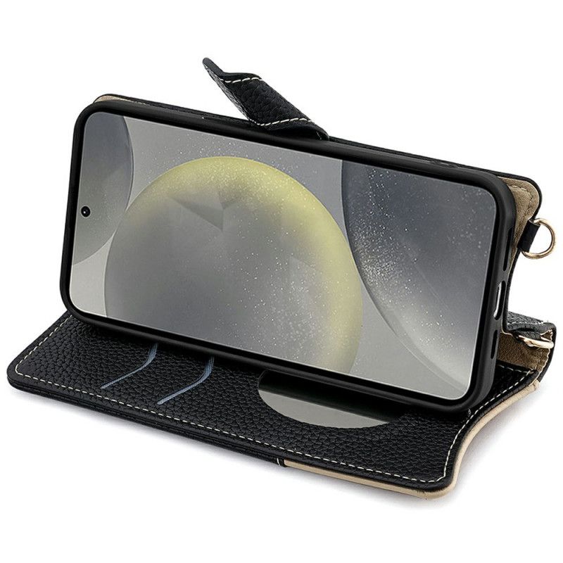 Lærdeksel Folio Deksel Samsung Galaxy S25 Plus 5g Mobildeksel Lommebok Med Kjede