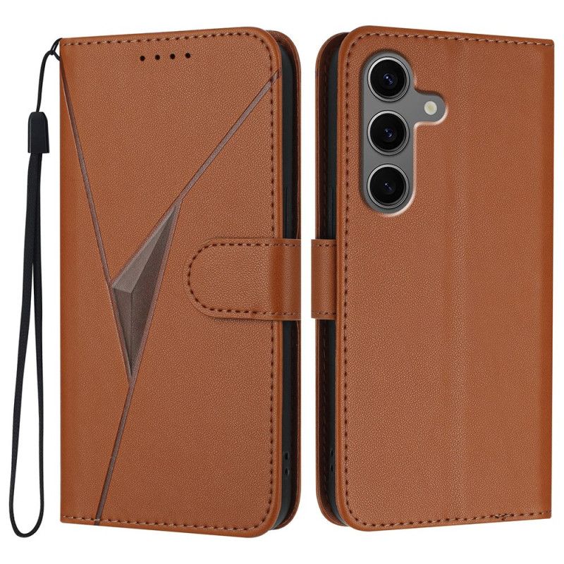 Lærdeksel Folio Deksel Samsung Galaxy S25 Plus 5g Mobildeksel Trekantet Mønster