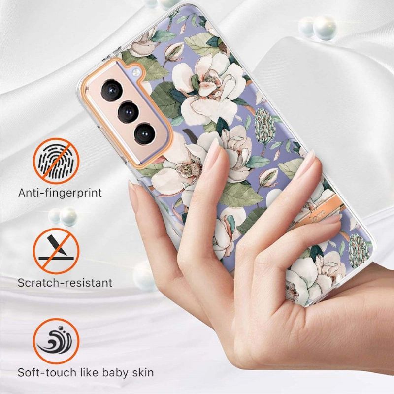 Deksel Til Samsung Galaxy S21 Plus 5G Hvitblomst Gardenia