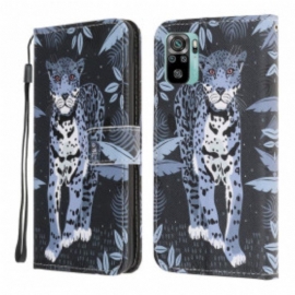 Folio Deksel Til Poco M5s Med Kjede Strappy Leopard