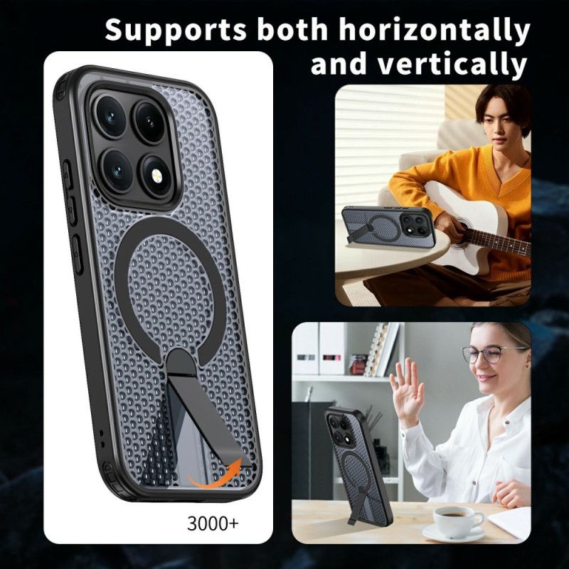 Deksel Xiaomi 17 Mobildeksel Magnetisk Rutenetttekstur Med Stativ