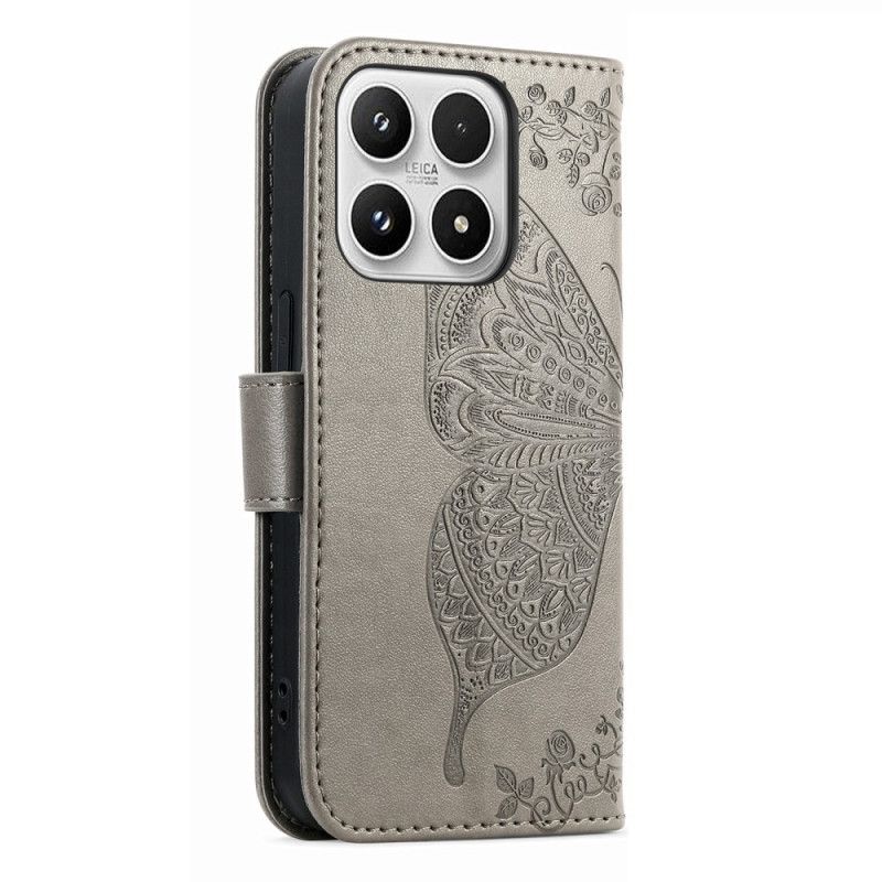 Folio Deksel Xiaomi 17 3d-sommerfugl Og Strass