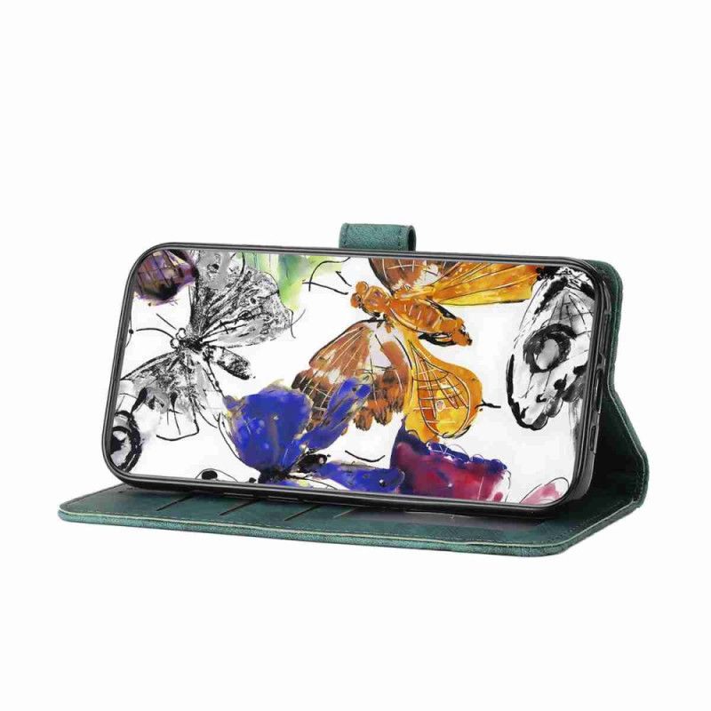 Folio Deksel Xiaomi 17 Semsket Skinn Med Sommerfugleffekt
