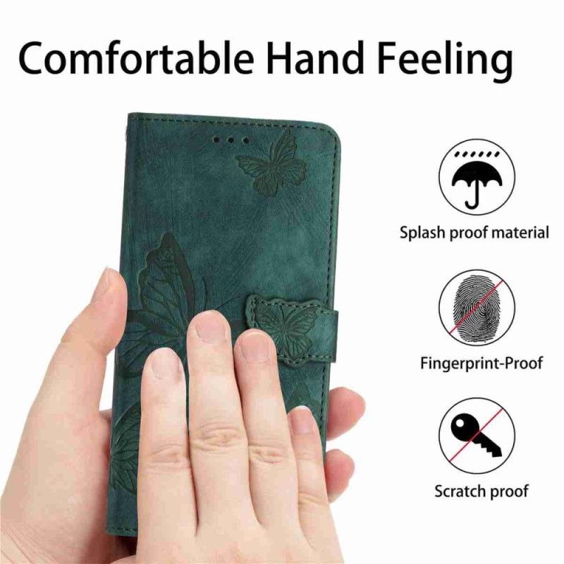 Folio Deksel Xiaomi 17 Semsket Skinn Med Sommerfugleffekt