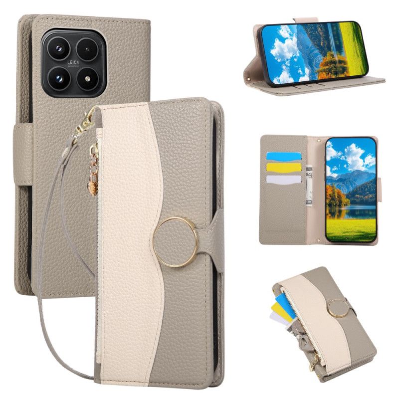 Folio Deksel Xiaomi 17 Tofarget Lommebok Med Håndleddsstropp Beskyttelse Deksel