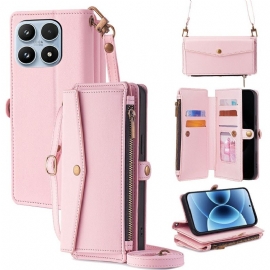 Lærdeksel Folio Deksel Xiaomi 17 Lommebok Med Skulderstropp Og Snor