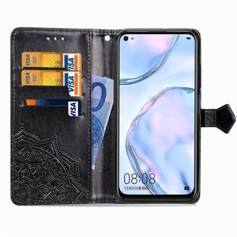 Lærdeksel Til Huawei P40 Lite Originalitet Mandala Sun Card Holder