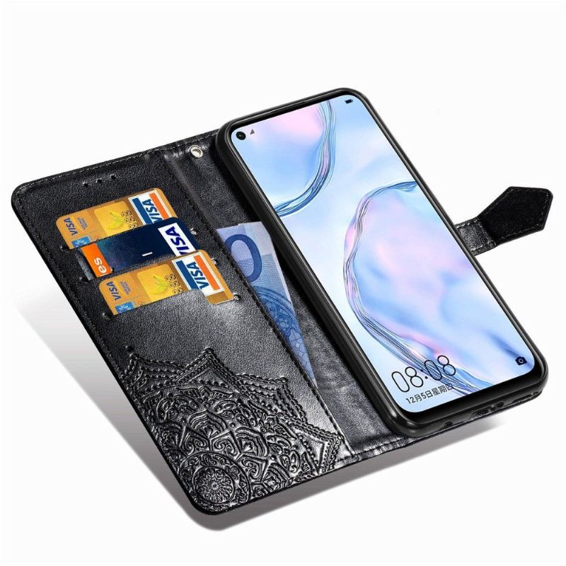 Lærdeksel Til Huawei P40 Lite Originalitet Mandala Sun Card Holder