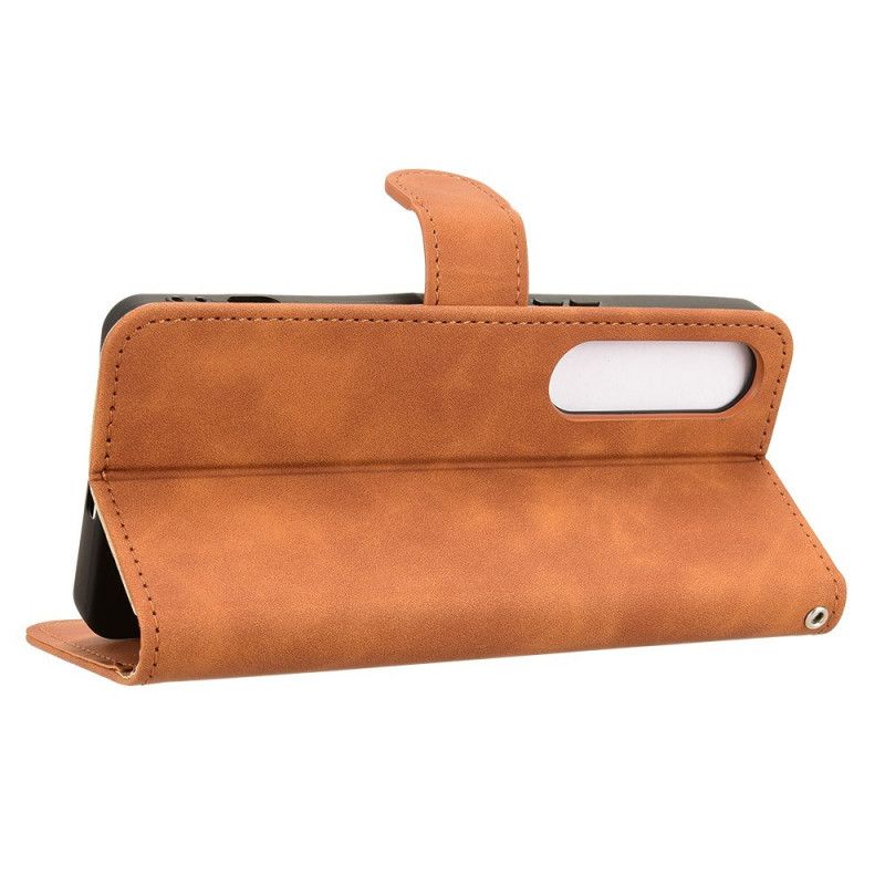 Folio Deksel Sony Xperia 1 Vii Semsket Skinn Med Effekt