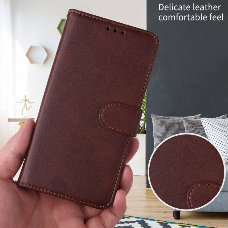 Folio Deksel Til Sony Xperia 1 Vii Ensfarget Fuskeskinn