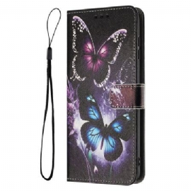 Lærdeksel Folio Deksel Sony Xperia 1 Vii Mobildeksel To Sommerfugler