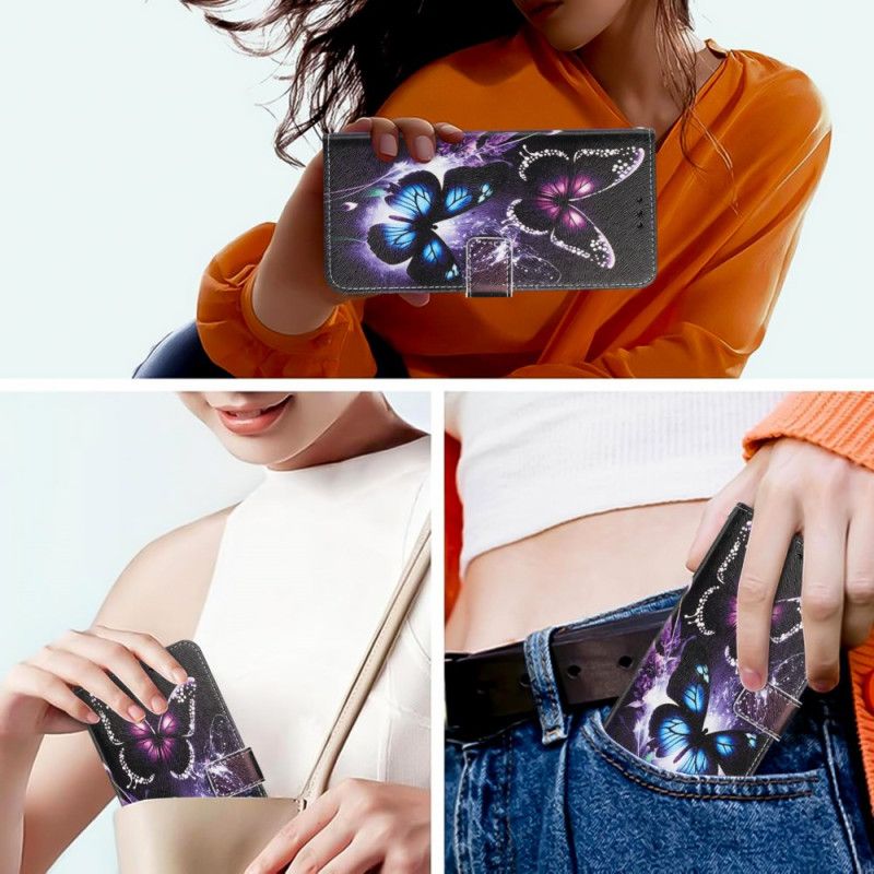 Lærdeksel Folio Deksel Sony Xperia 1 Vii Mobildeksel To Sommerfugler