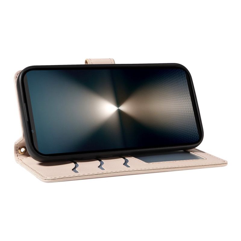 Lærdeksel Folio Deksel Sony Xperia 1 Vii Vattert Med Stropp Og Skulderstropp