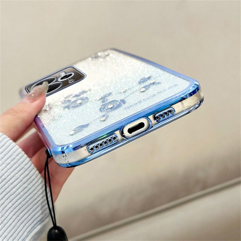 Deksel Realme 14 5g Kadem Blomster Og Rhinestones Med Snor