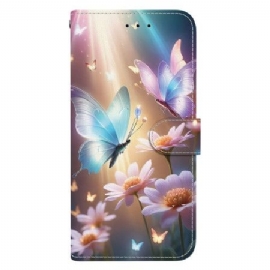 Folio Deksel Realme 14 5g Blomstersommerfugler Beskyttelse Deksel