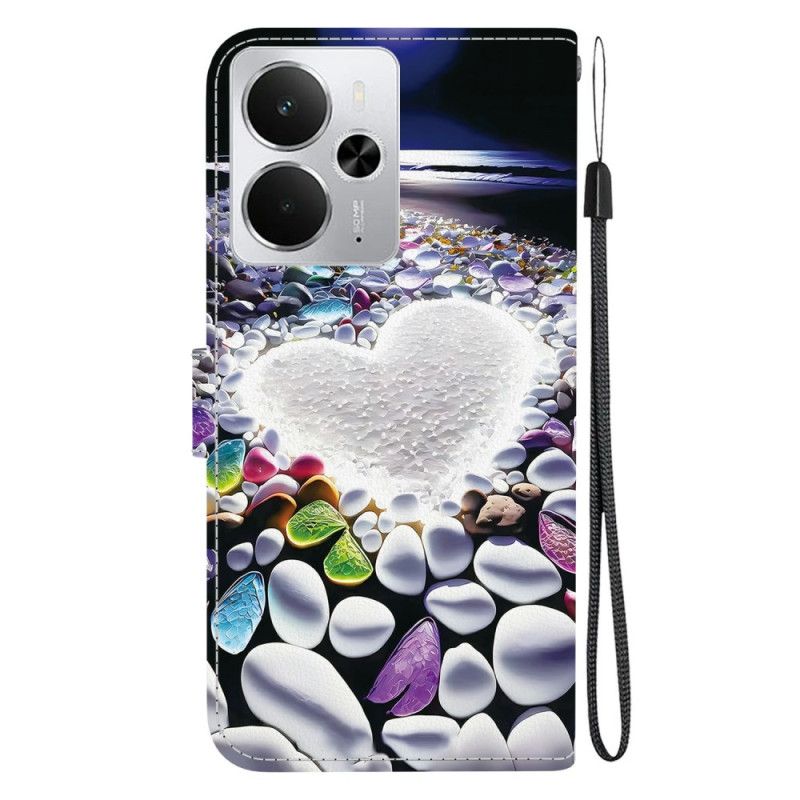 Folio Deksel Realme 14 5g Hjertemønster