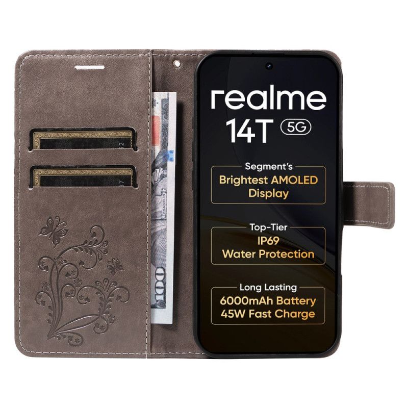 Folio Deksel Realme 14 5g Kjempestore Sommerfugler